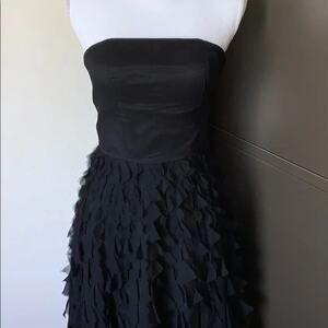 MSRP $178 WHBM 100% Silk Strapless Chiffon Knee Length Dress Size M | QUICK SHIP